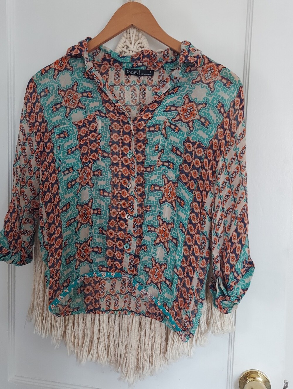 Gypsy 05 100% Silk Bohemian Blouse - Size Small